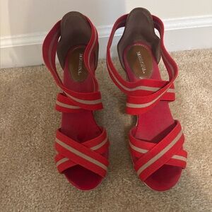 Merona Red and Tan Strappy Sandals